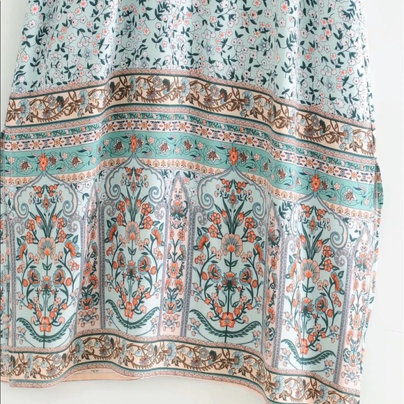 Boho Floral Gypsy Print Cami Midi Dress Blue - Picture 9 of 10